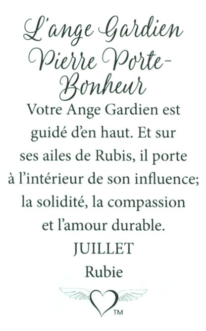 215 - L'ange Gardien Pierre Porte-Bonheur (Juillet) (tent card) - Image 2